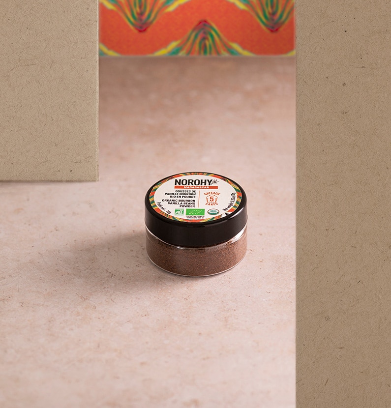 Packshot poudre de vanille bourbon bio de Madagascar 10g
